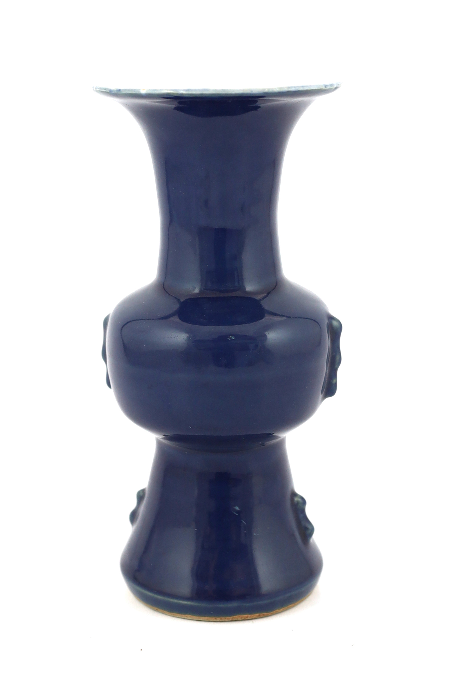 A Chinese blue glazed vase, zun, Wanli six character mark and possibly of the period